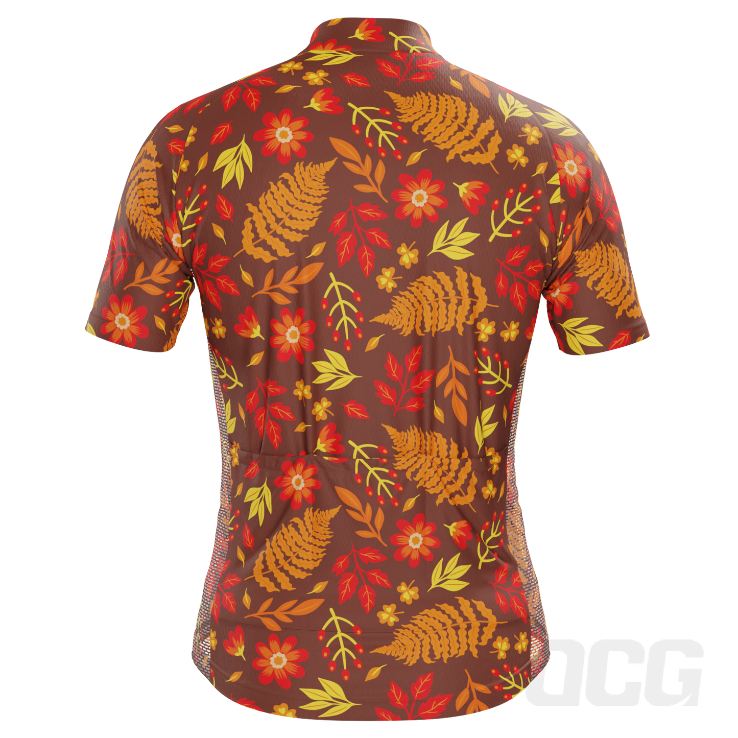 Men's Autumn Leaves Dark Short Sleeve Cycling Jersey