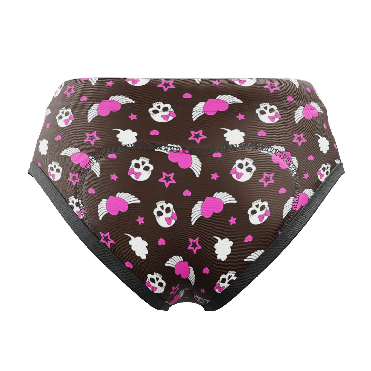 Women's Hearts and Skulls Gel Padded Cycling Underwear-Briefs
