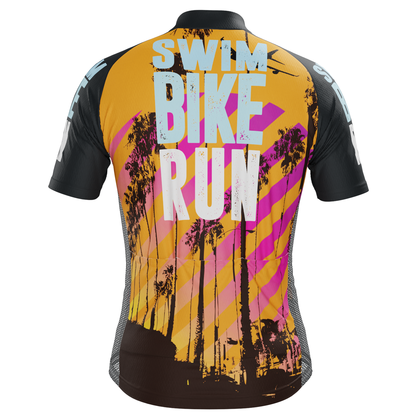 Men's Swim Bike Run Hot Summer Short Sleeve Cycling Jersey