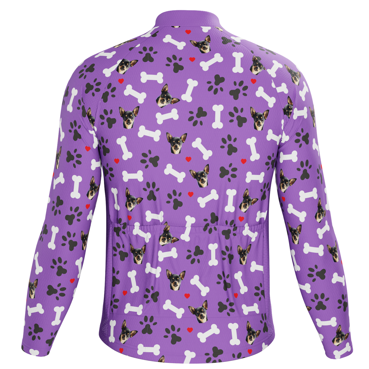 Men's Custom Pet Bones Design Personalized Long-Sleeve Cycling Jersey