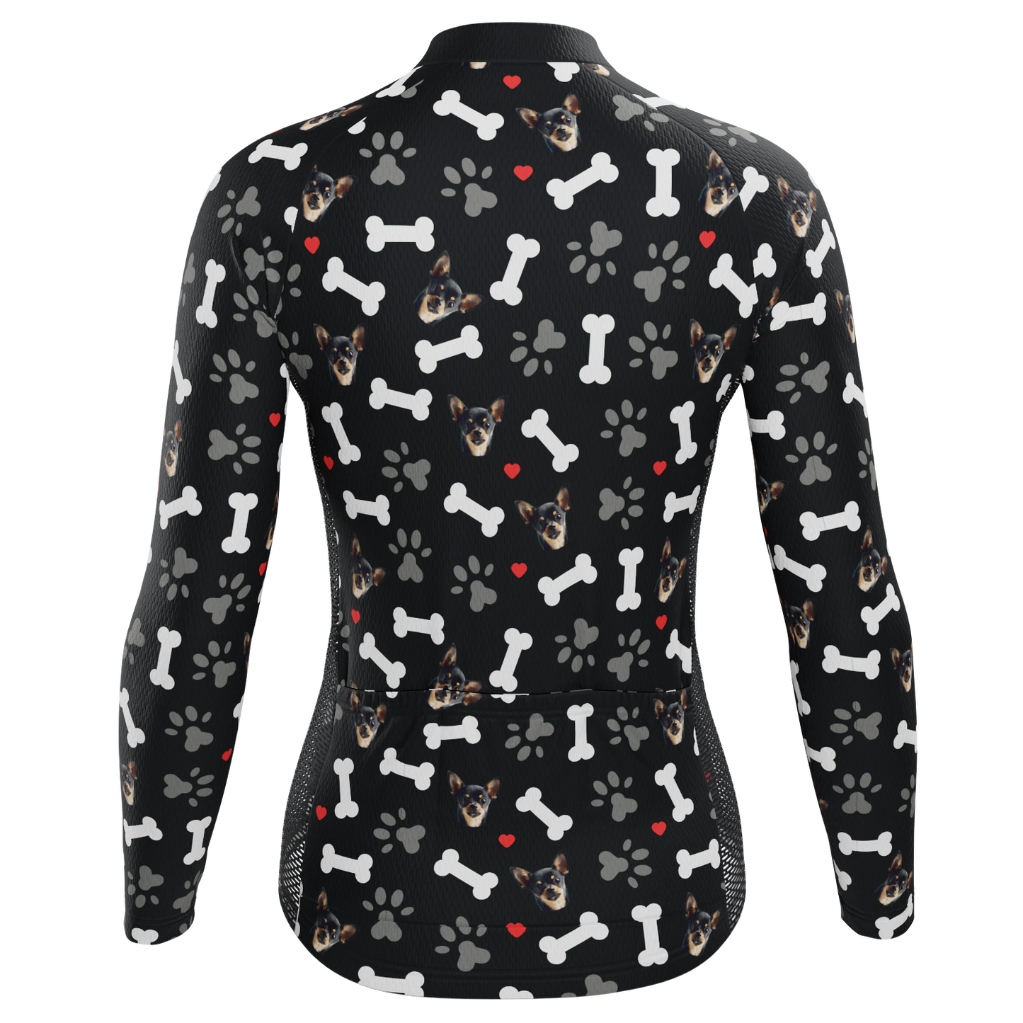 Women's Custom Pet Bones Design Personalized Long Sleeve Cycling Jersey