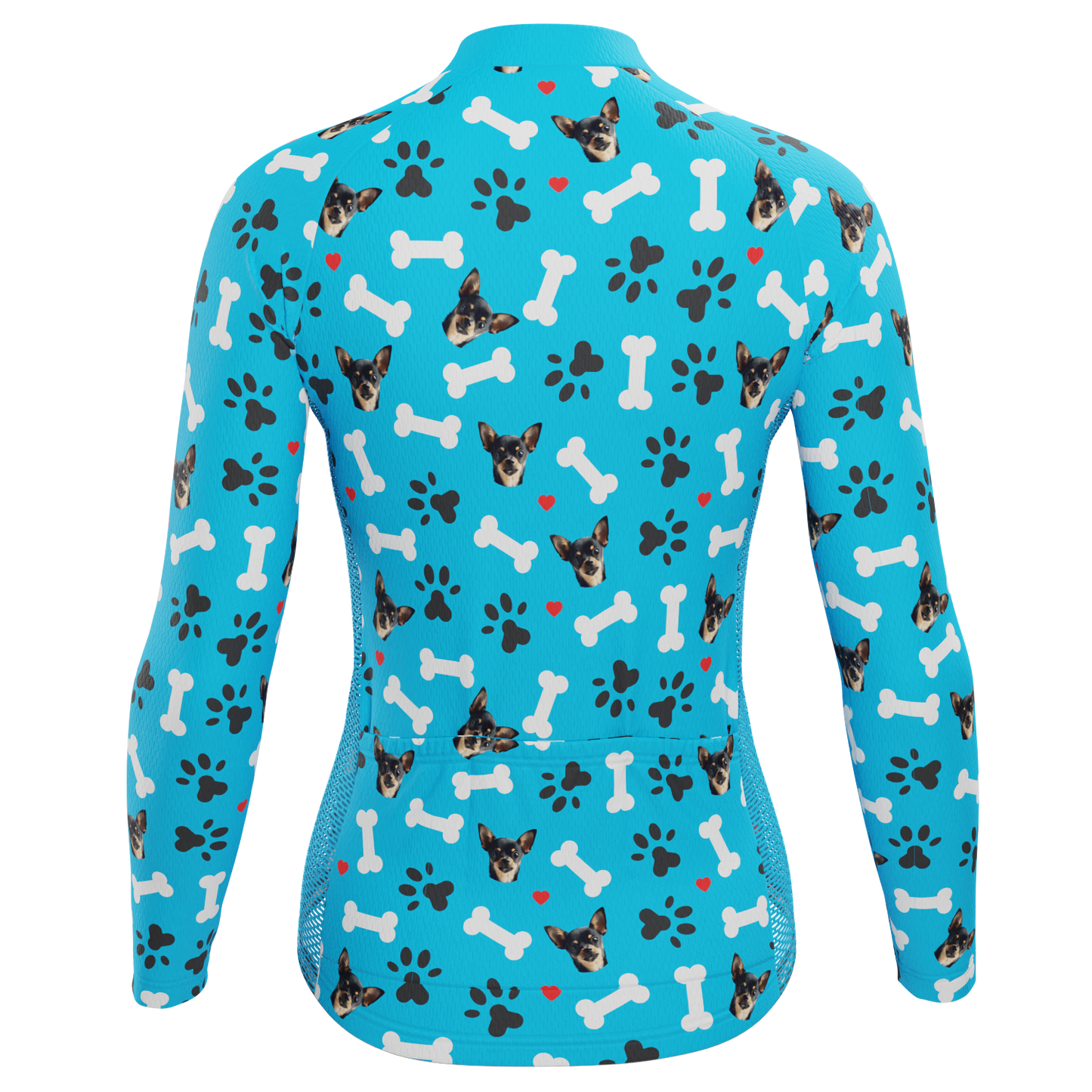 Women's Custom Pet Bones Design Personalized Long Sleeve Cycling Jersey
