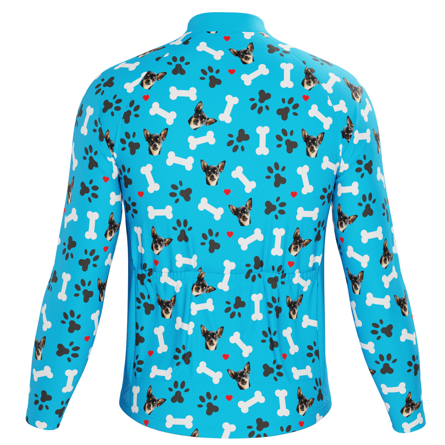 Men's Custom Pet Bones Design Personalized Long-Sleeve Cycling Jersey
