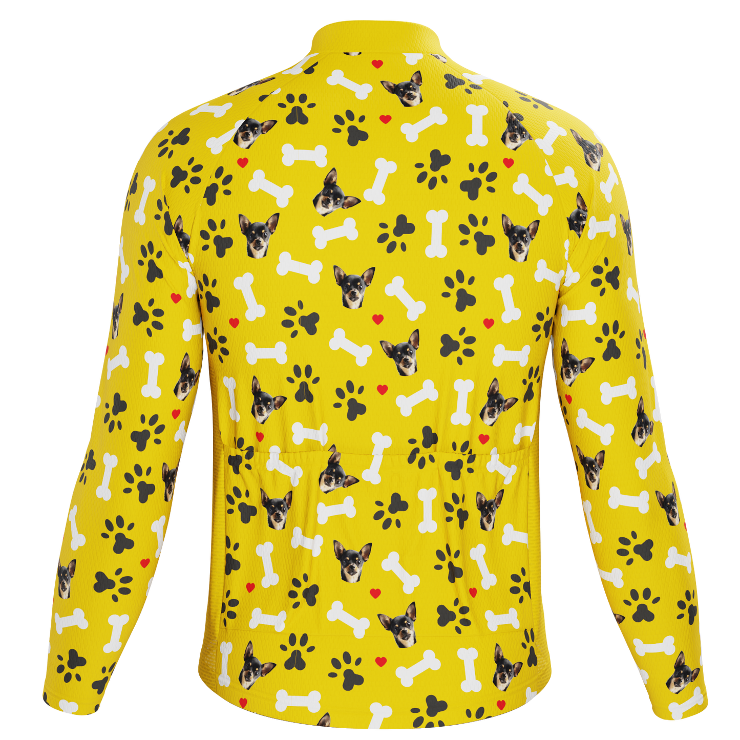 Men's Custom Pet Bones Design Personalized Long-Sleeve Cycling Jersey