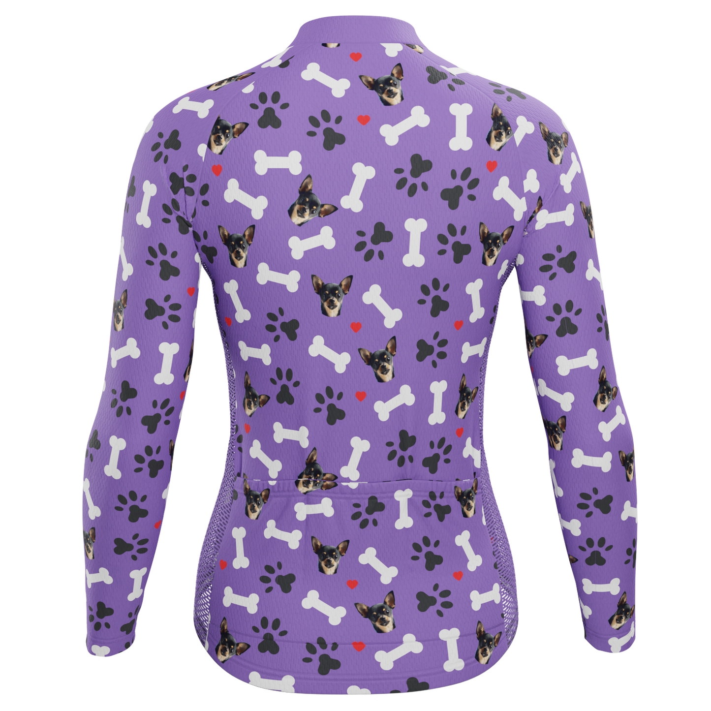 Women's Custom Pet Bones Design Personalized Long Sleeve Cycling Jersey