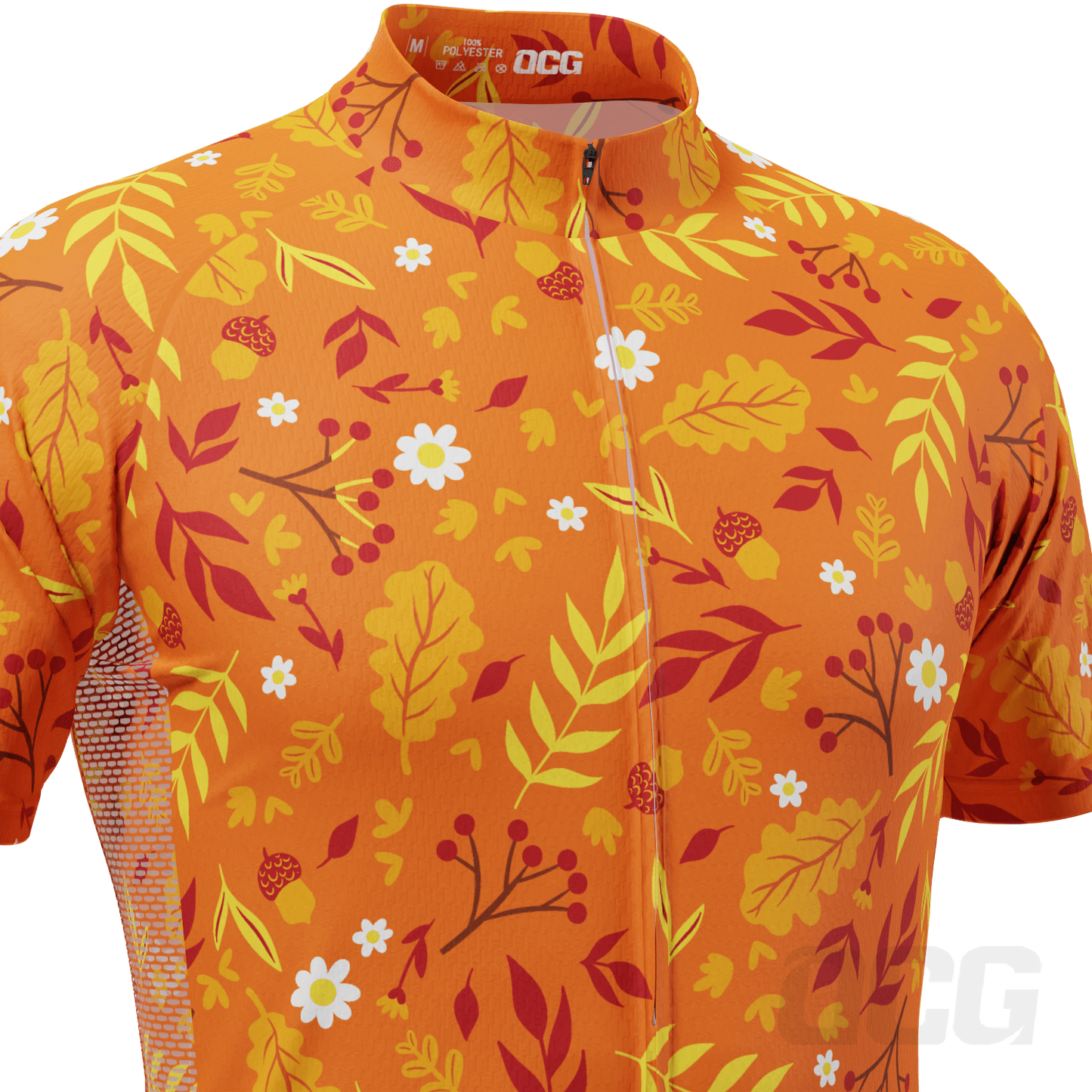 Men's Autumn Leaves Bright Short Sleeve Cycling Jersey