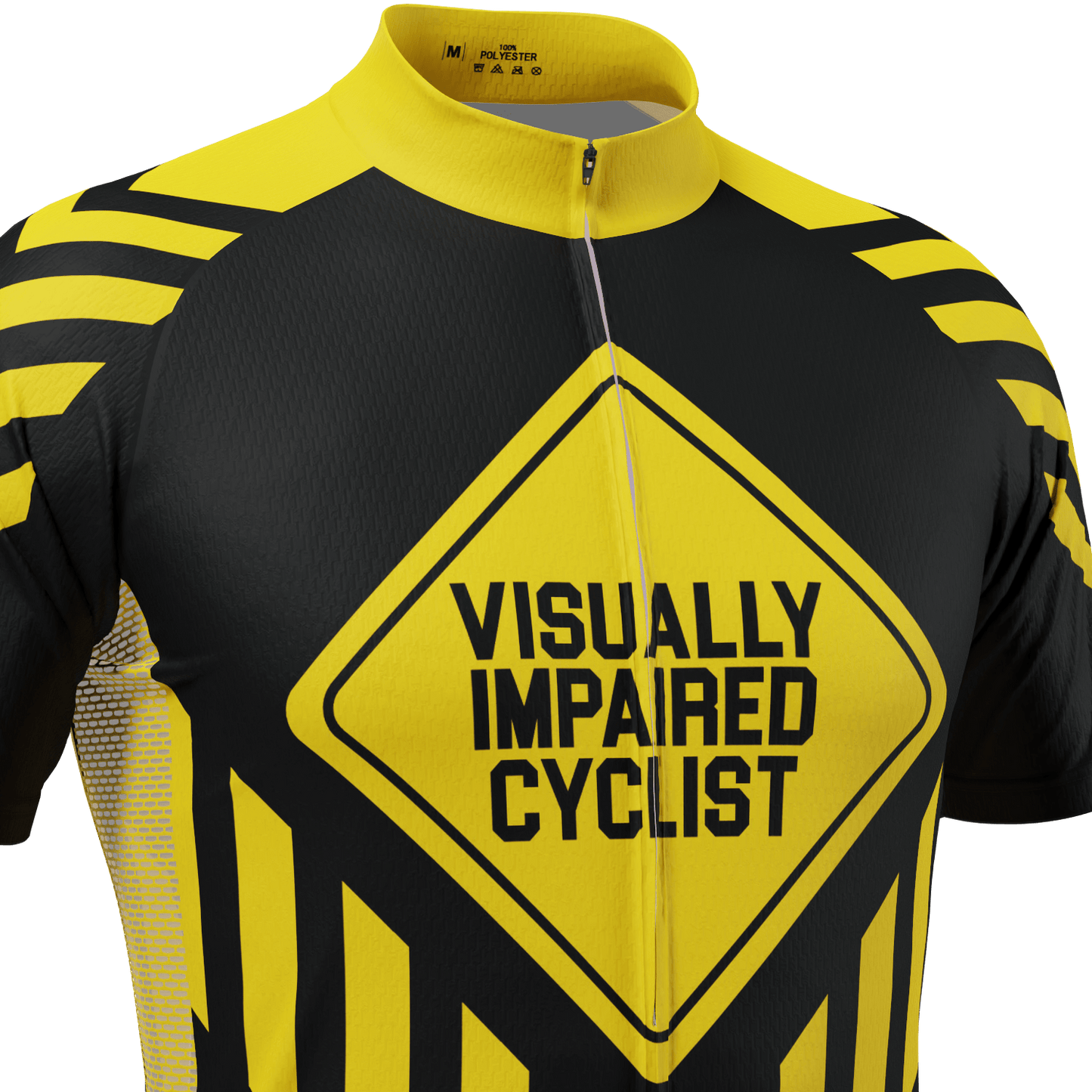 Men's Caution Visually Impaired Cyclist Short Sleeve Cycling Jersey