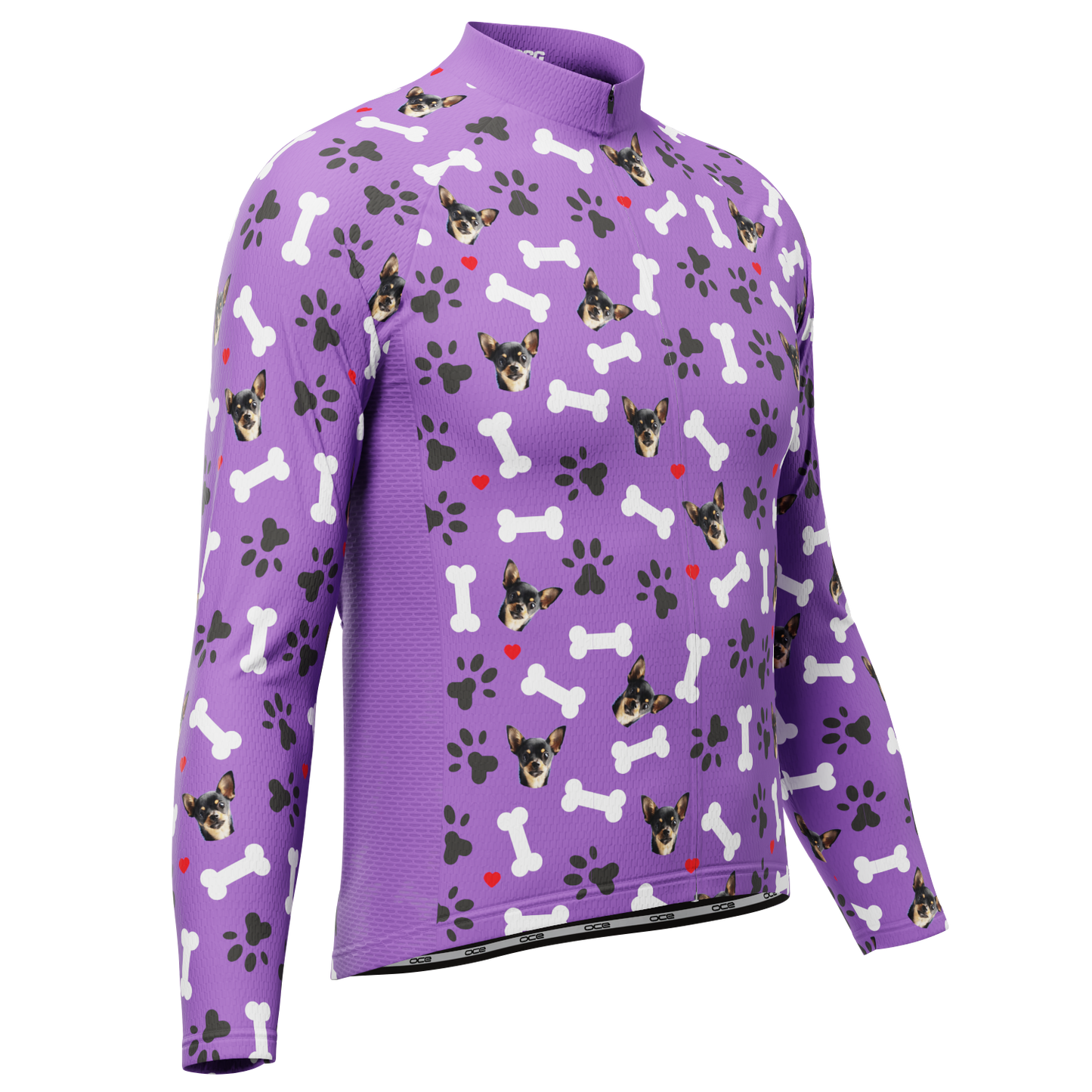 Men's Custom Pet Bones Design Personalized Long-Sleeve Cycling Jersey