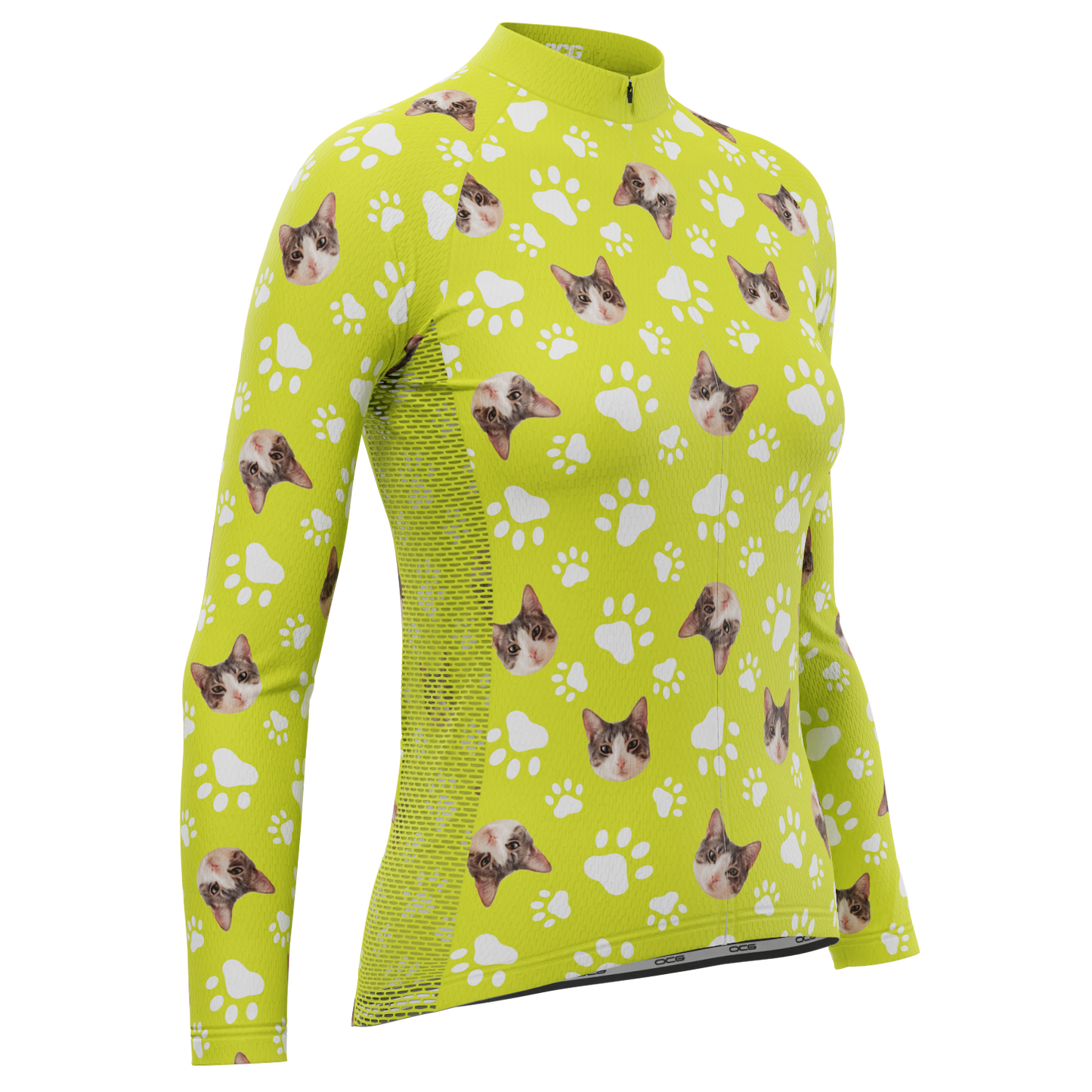 Women's Custom Pet Paws Design Personalized Long Sleeve Cycling Jersey