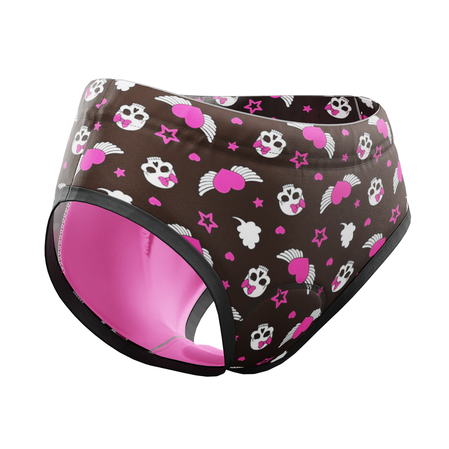 Women's Hearts and Skulls Gel Padded Cycling Underwear-Briefs
