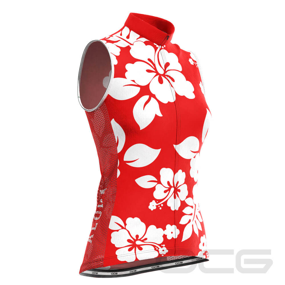 Women's Hawaiian Aloha Floral Sleeveless Tech Cycling Jersey