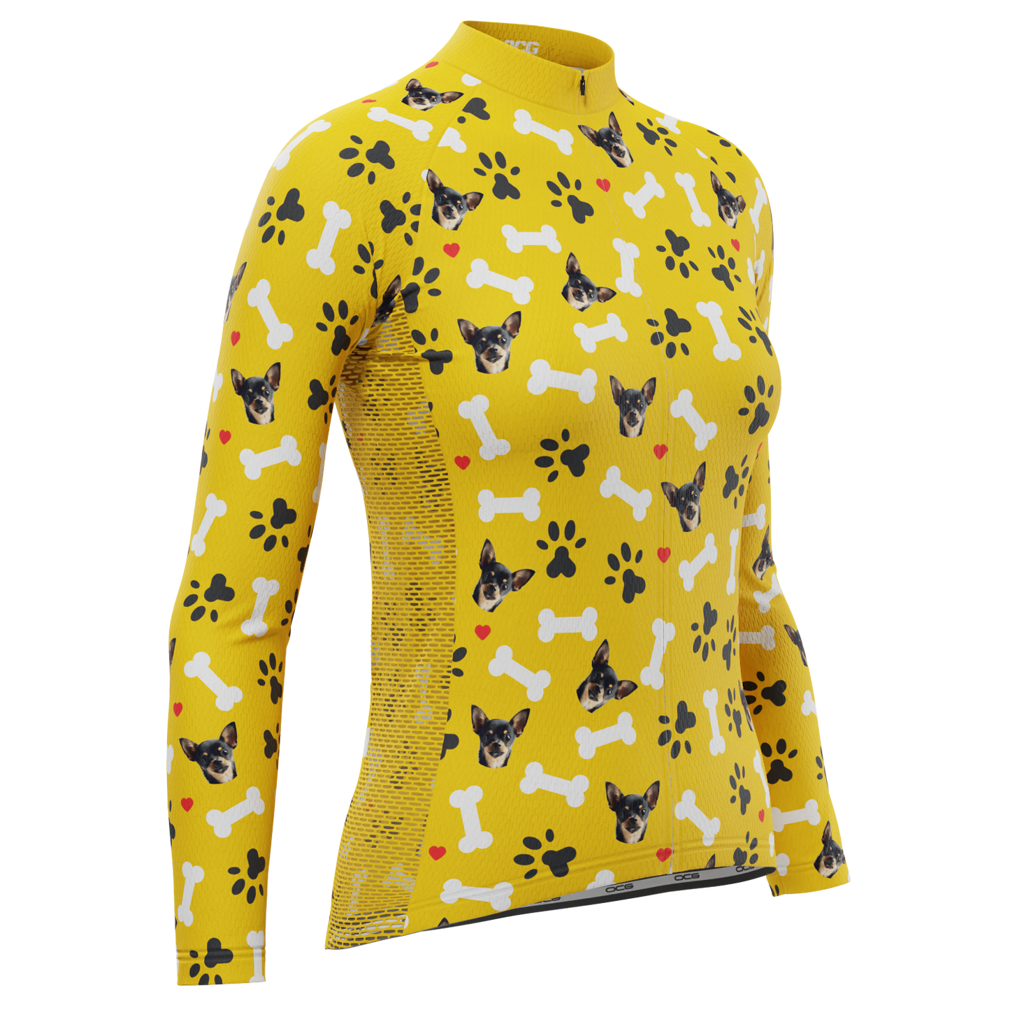 Women's Custom Pet Bones Design Personalized Long Sleeve Cycling Jersey