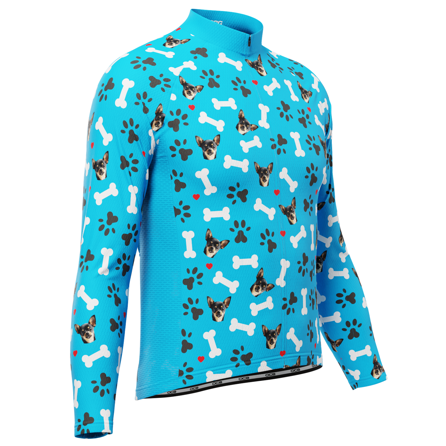 Men's Custom Pet Bones Design Personalized Long-Sleeve Cycling Jersey