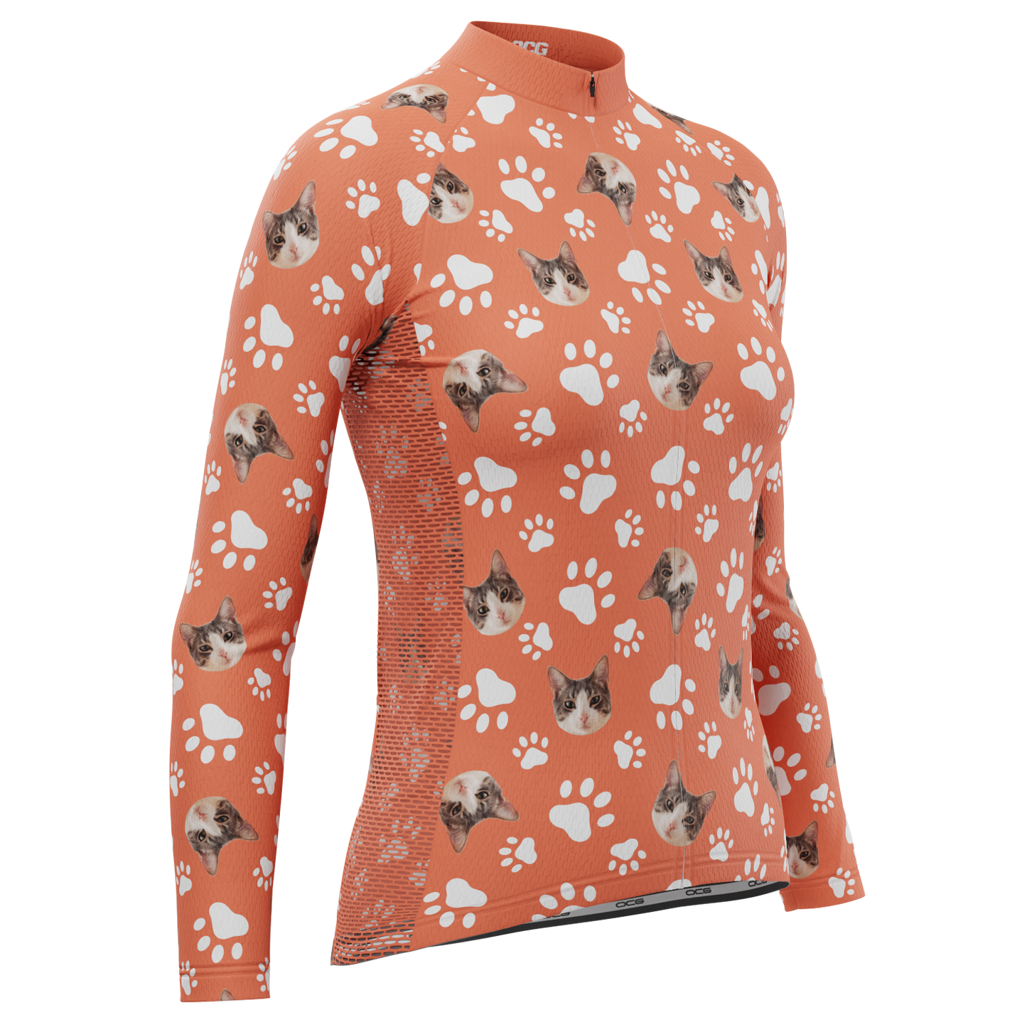 Women's Custom Pet Paws Design Personalized Long Sleeve Cycling Jersey