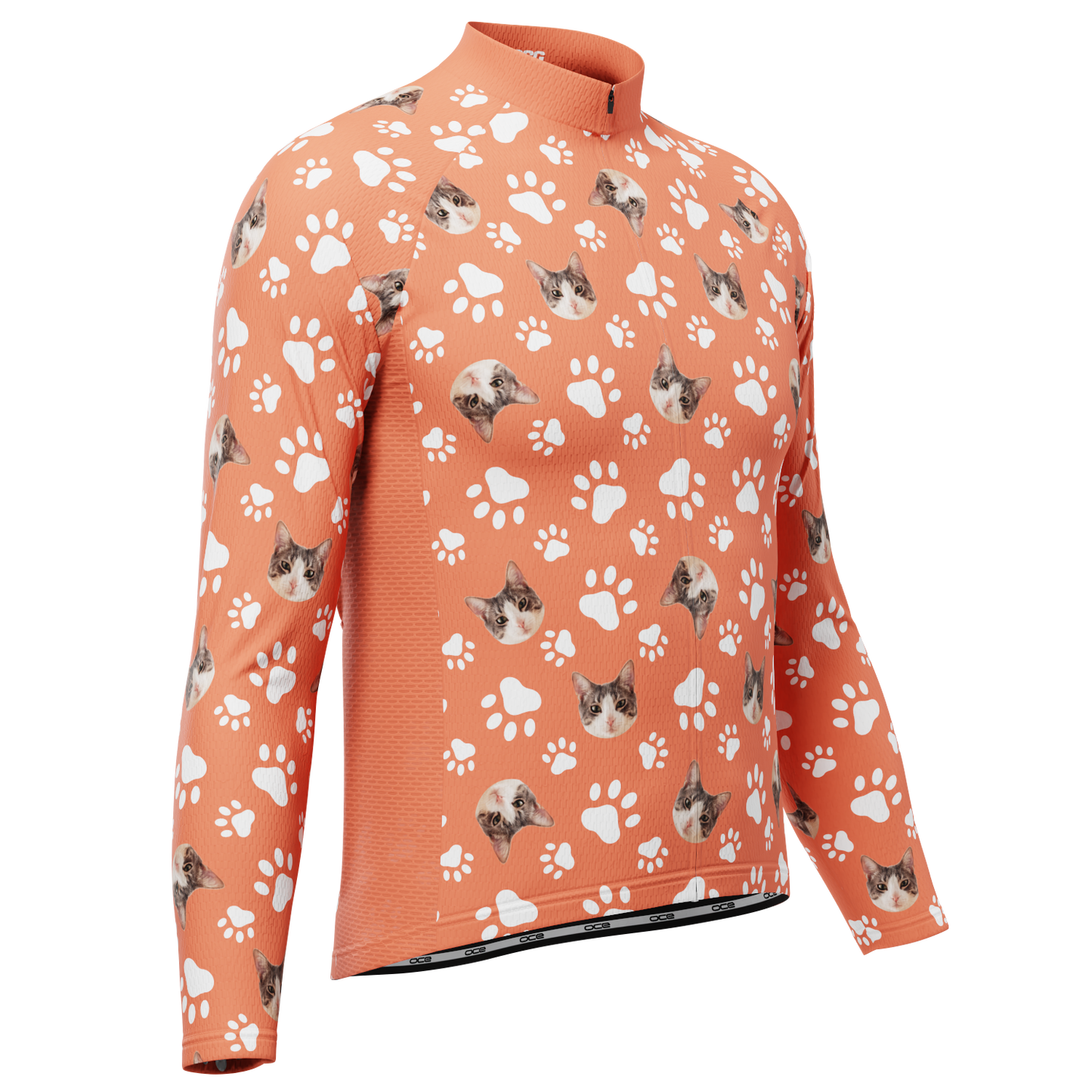 Men's Custom Pet Paws Design Personalized Long-Sleeve Cycling Jersey