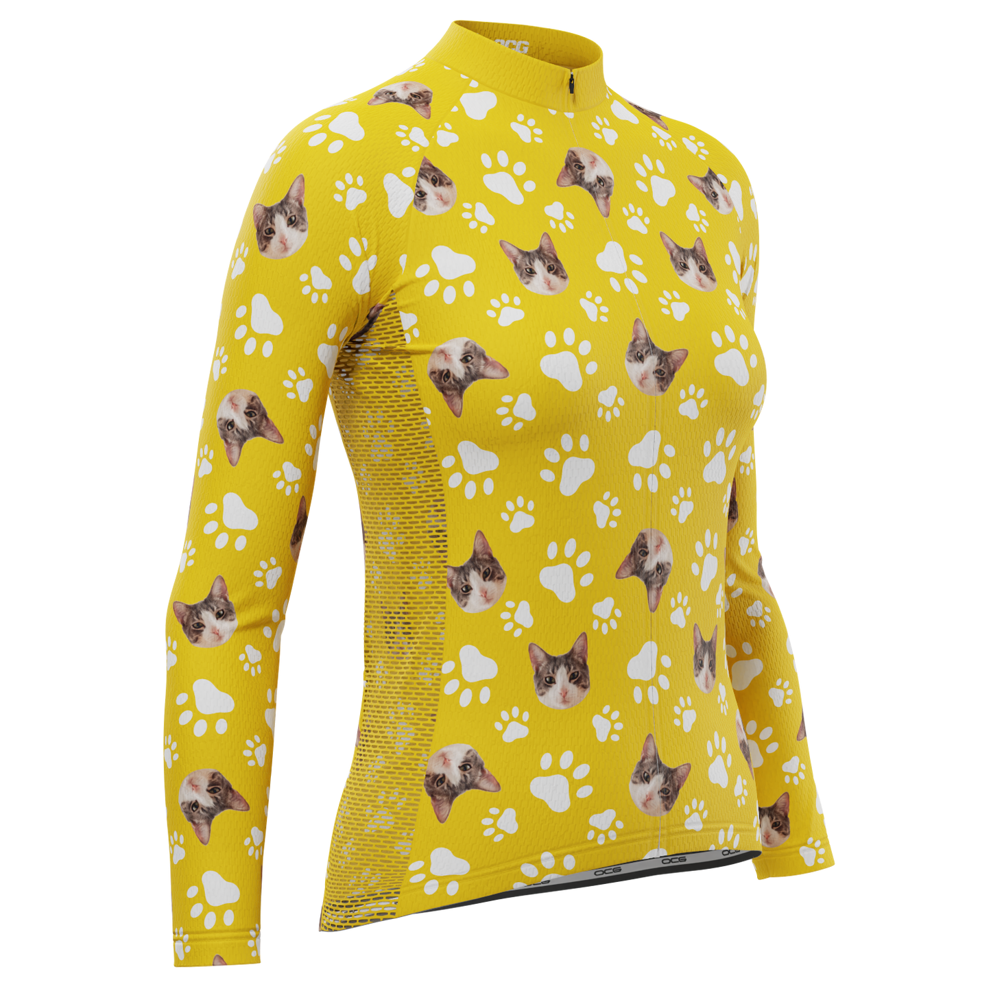 Women's Custom Pet Paws Design Personalized Long Sleeve Cycling Jersey