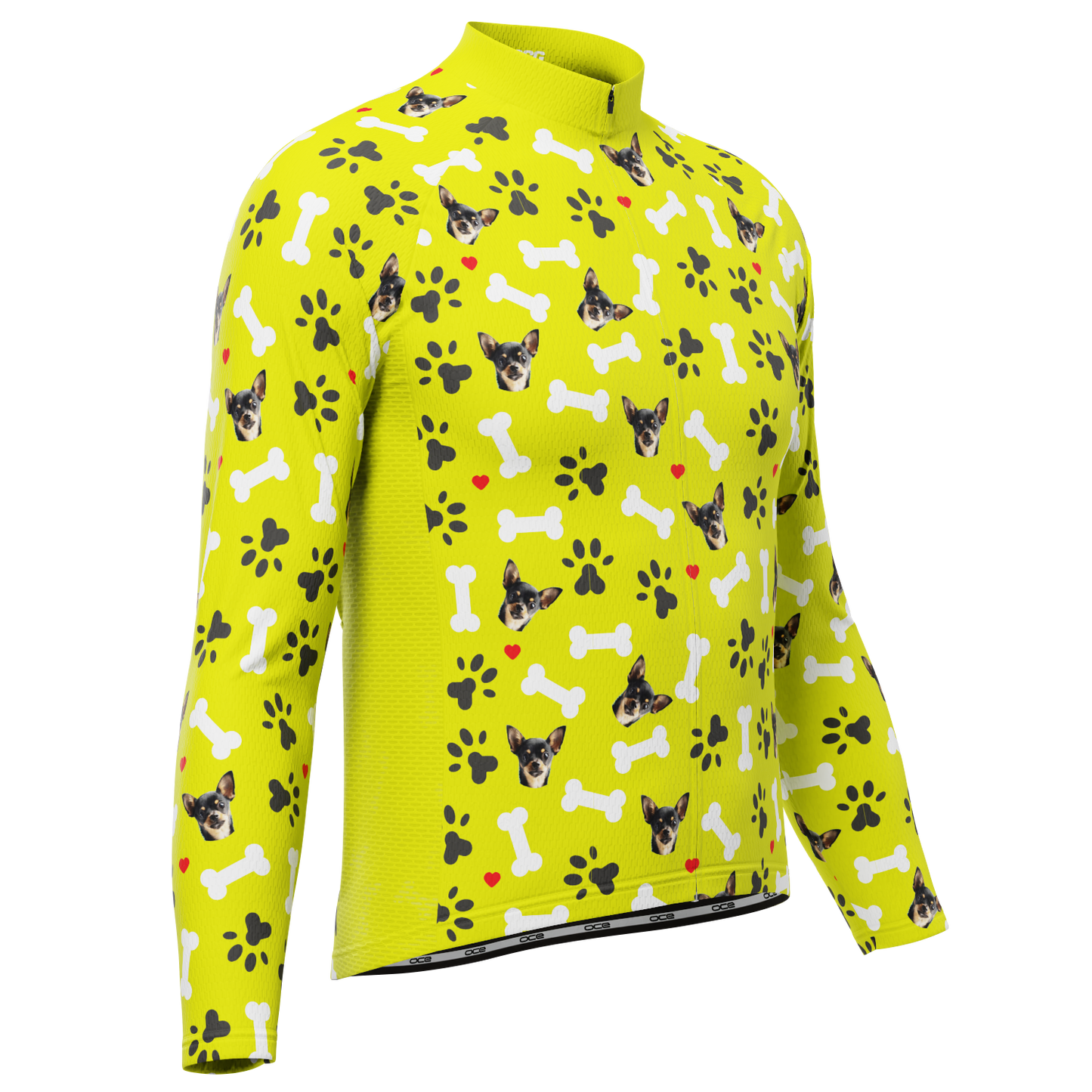 Men's Custom Pet Bones Design Personalized Long-Sleeve Cycling Jersey