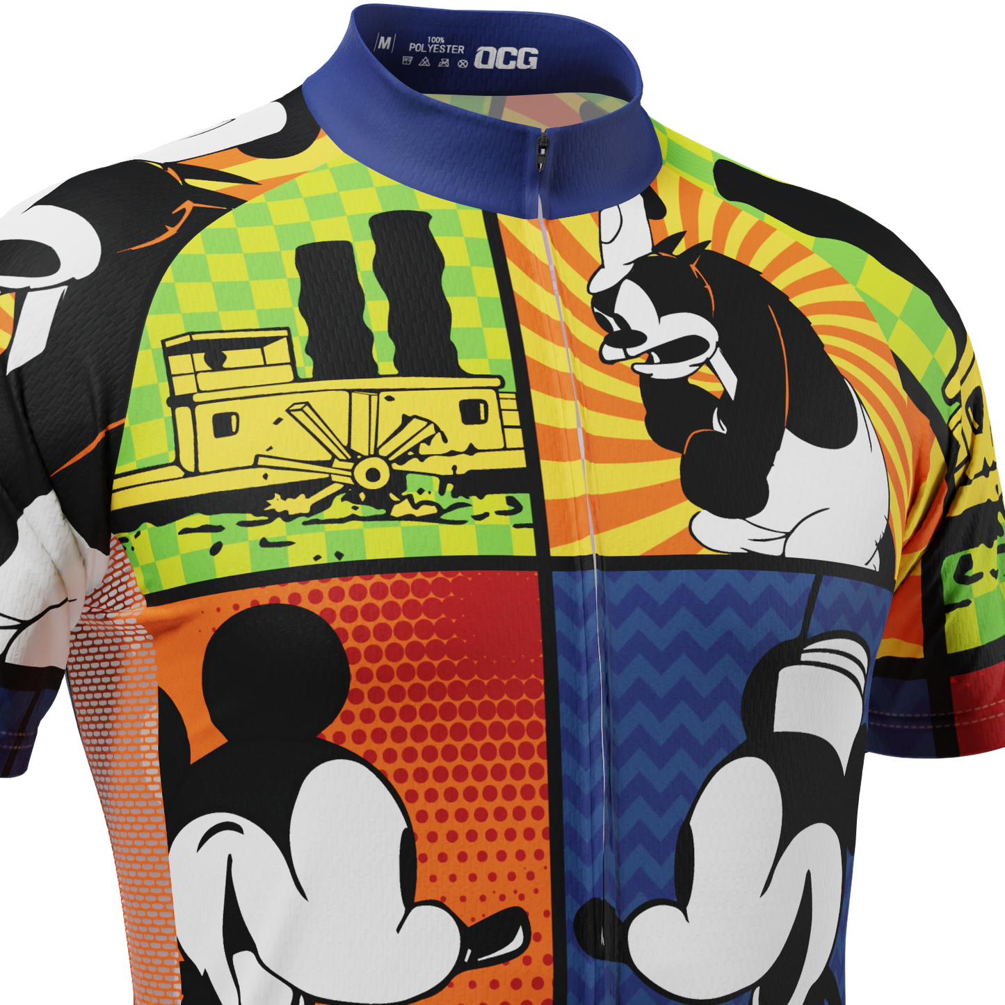 Men's Steamboat Willie Comic Vignettes Short Sleeve Cycling Jersey