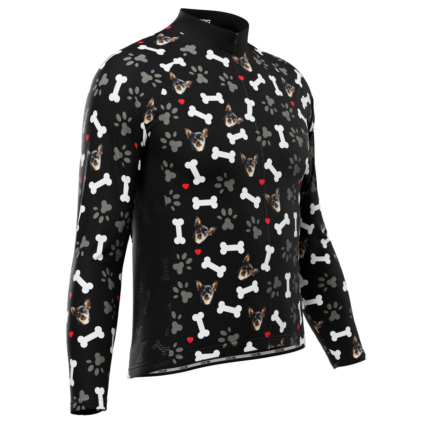 Men's Custom Pet Bones Design Personalized Long-Sleeve Cycling Jersey