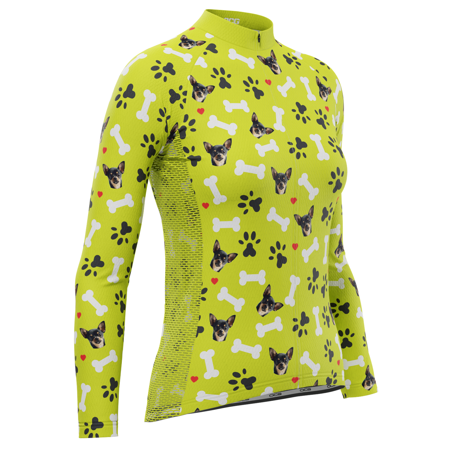 Women's Custom Pet Bones Design Personalized Long Sleeve Cycling Jersey