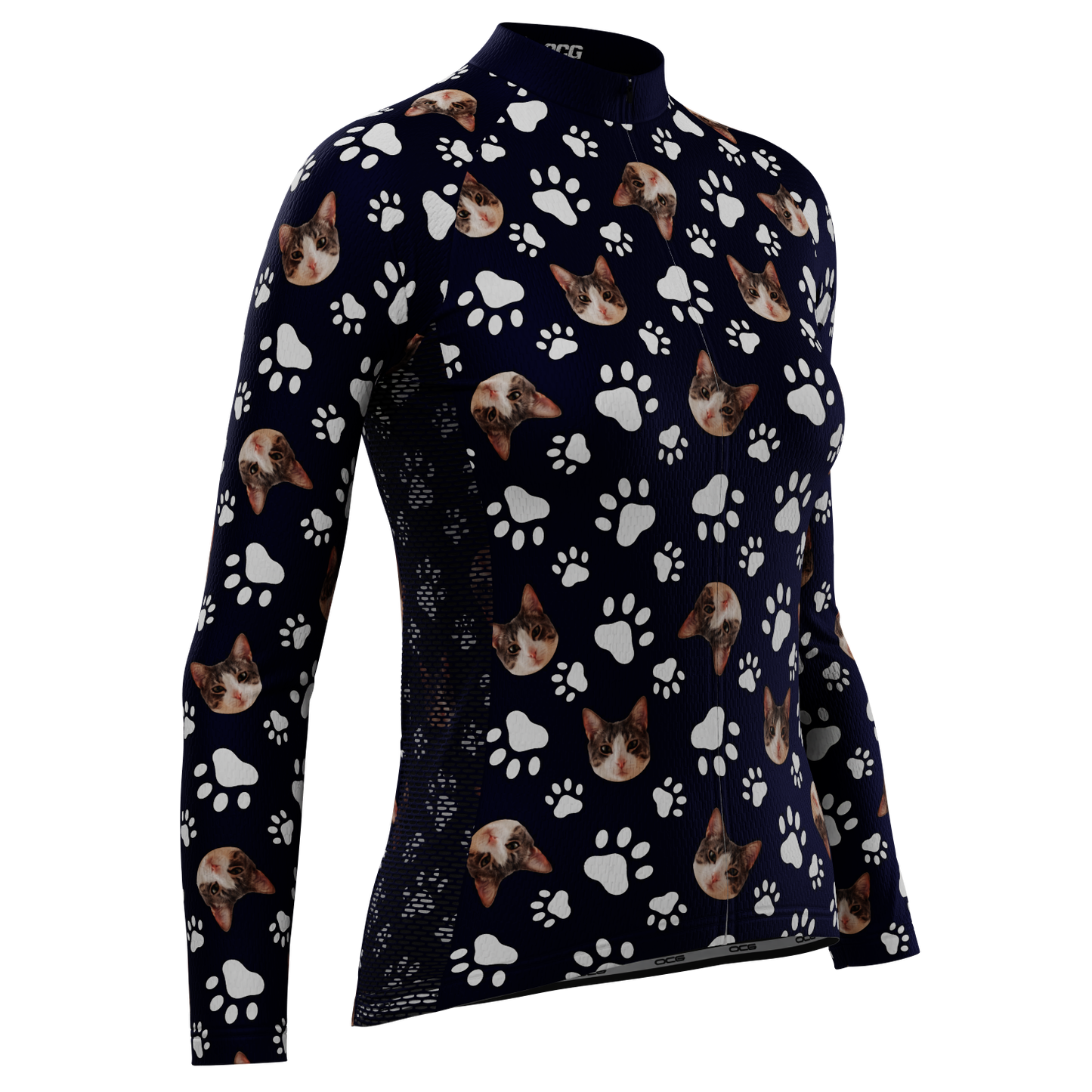 Women's Custom Pet Paws Design Personalized Long Sleeve Cycling Jersey