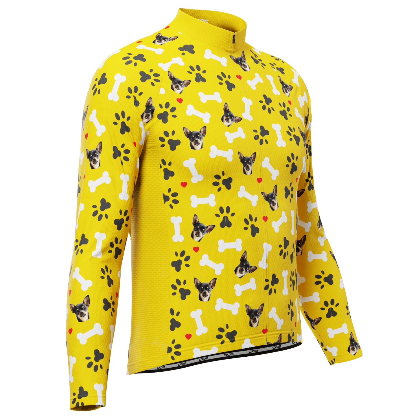 Men's Custom Pet Bones Design Personalized Long-Sleeve Cycling Jersey