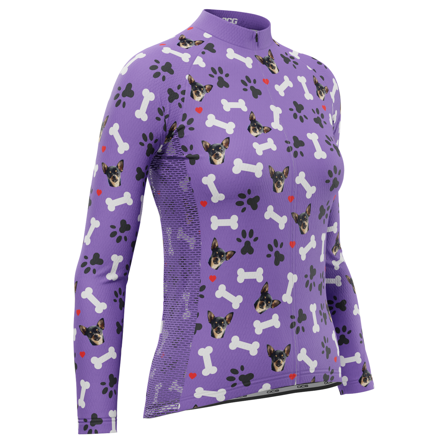 Women's Custom Pet Bones Design Personalized Long Sleeve Cycling Jersey