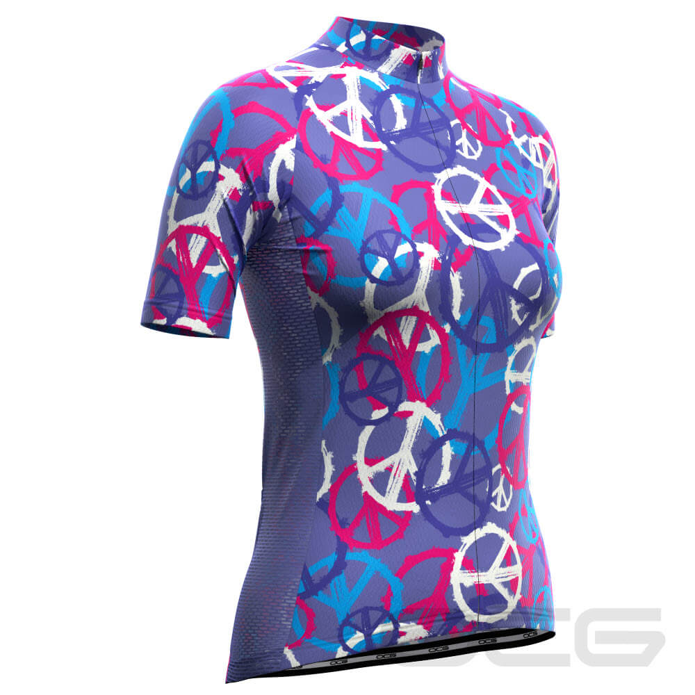 Women's Peace and Love Short Sleeve Cycling Jersey