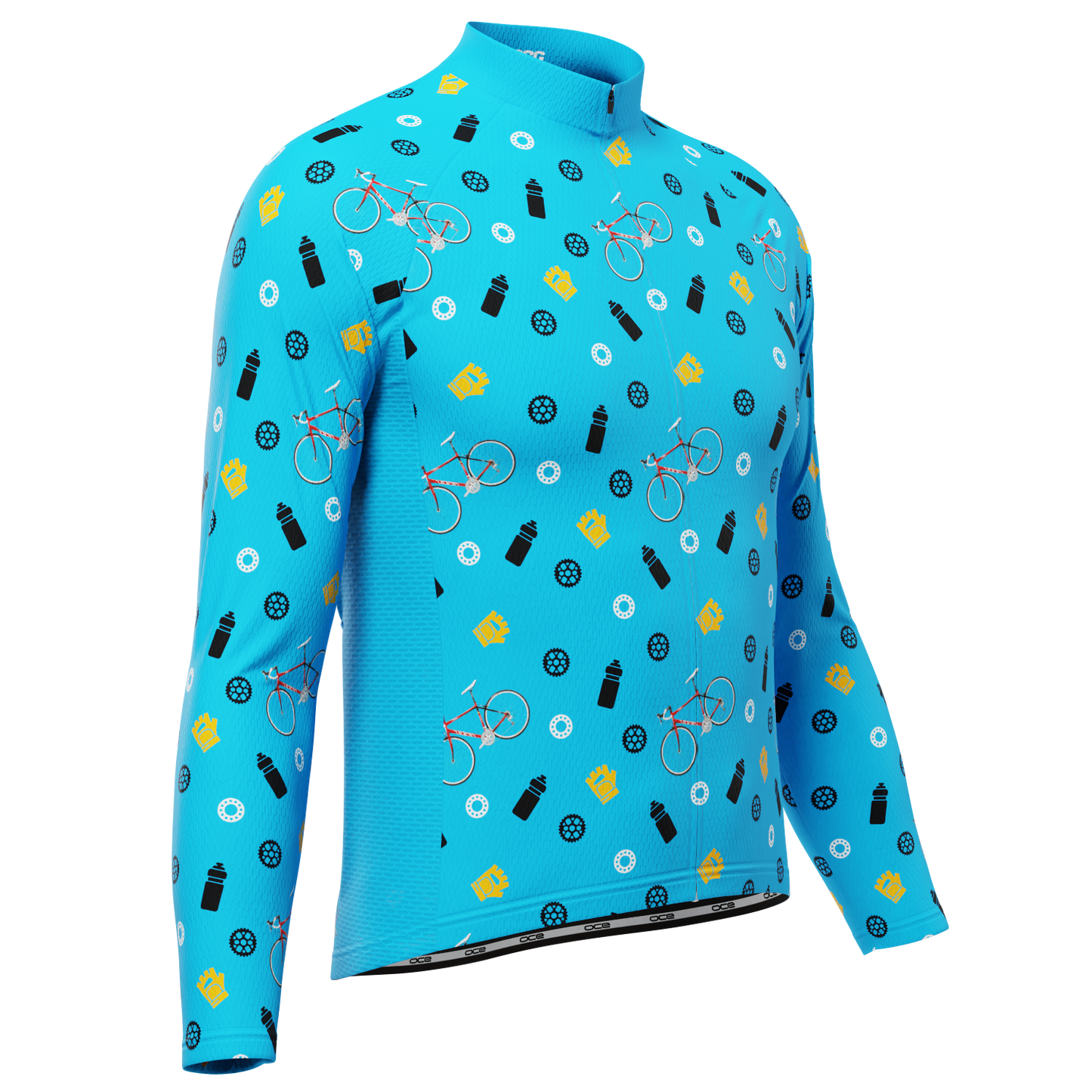 Men's Custom Bike & Gears Design Personalized Long Sleeve Cycling Jersey