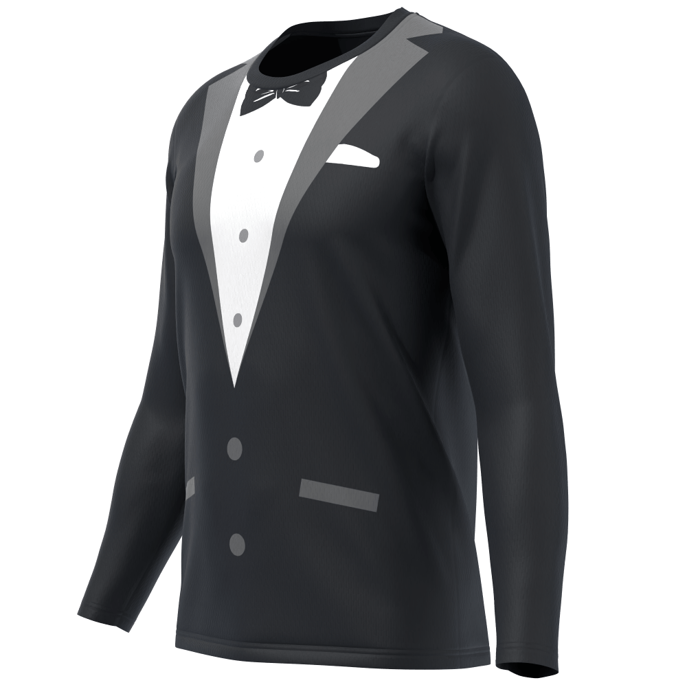 Men's Groom Formal Suit and Bow Long Sleeve Running Shirt