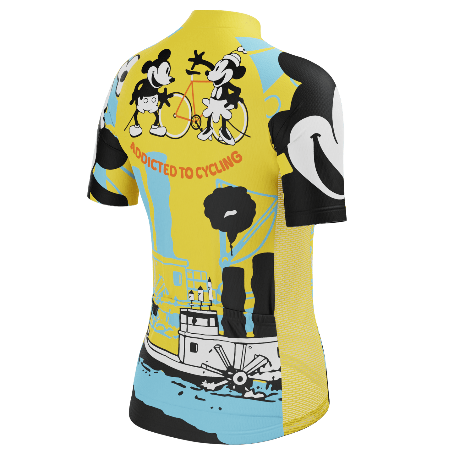 Women's Steamboat Willie-Addicted to Cycling Short Sleeve Cycling Jersey