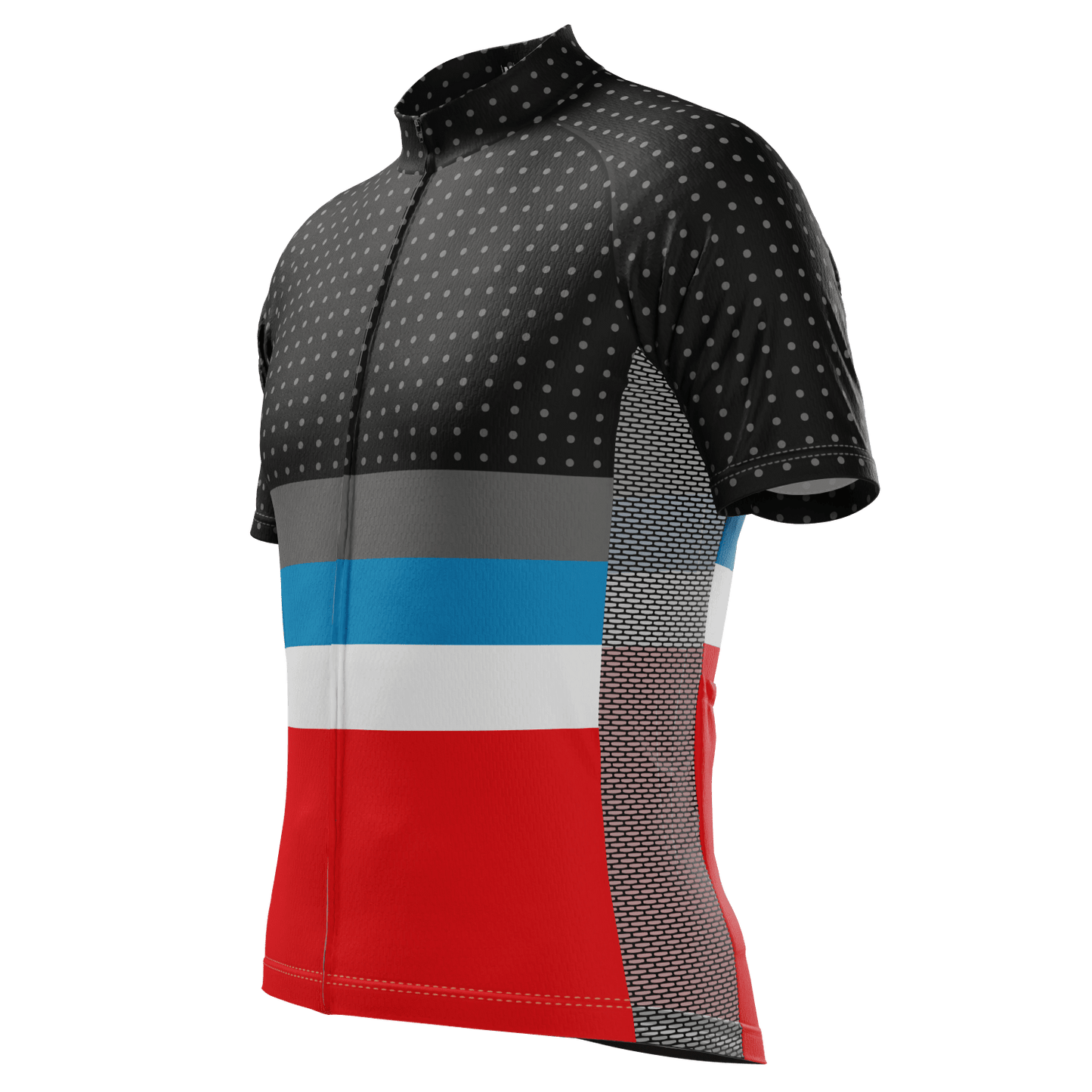 Men's Orange Tri-Stripe Polka Dot Short Sleeve Cycling Jersey