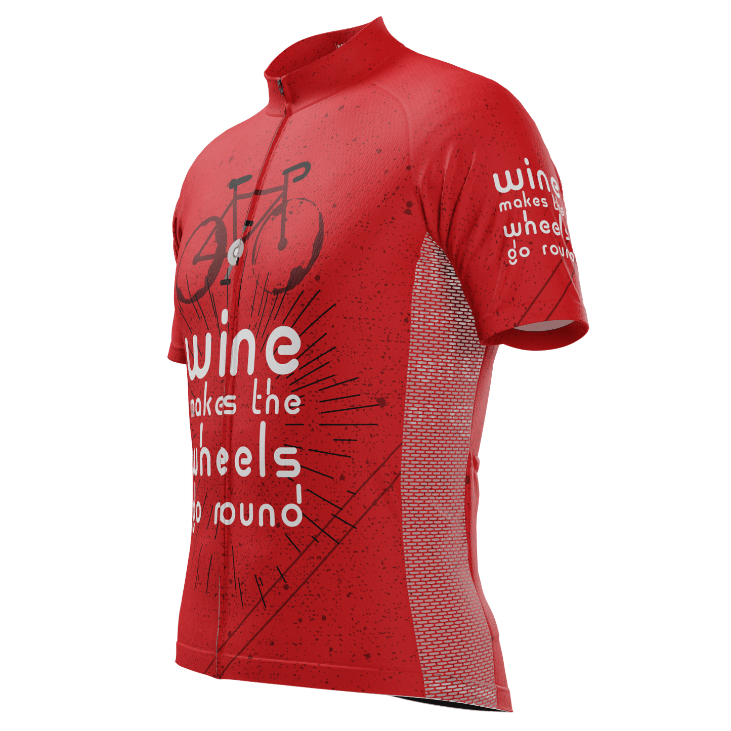 Men's Wine Makes the Wheels Go Round Short Sleeve Cycling Jersey