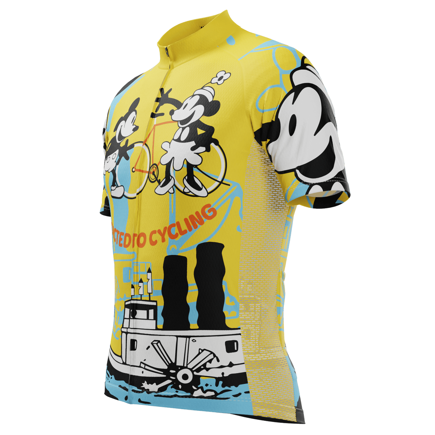 Men's Steamboat Willie-Addicted to Cycling Short Sleeve Cycling Jersey