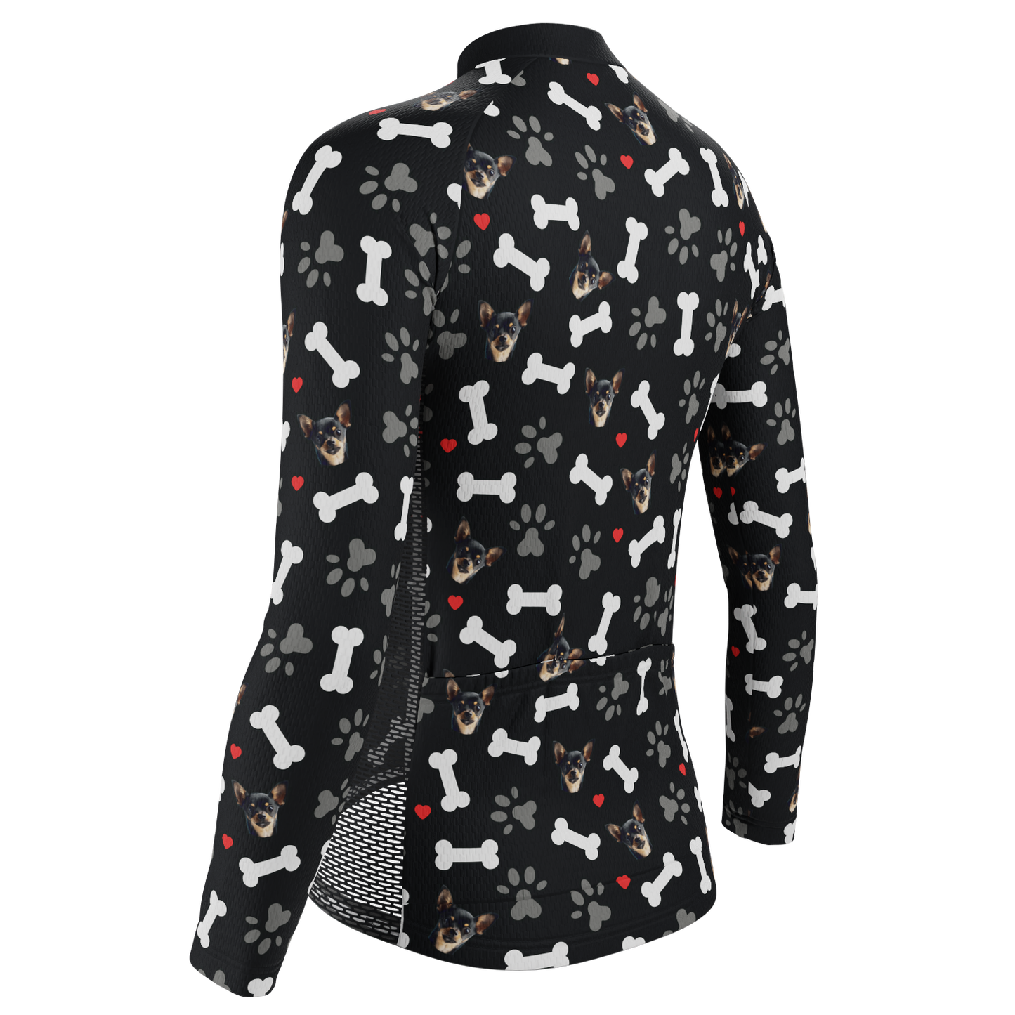 Women's Custom Pet Bones Design Personalized Long Sleeve Cycling Jersey