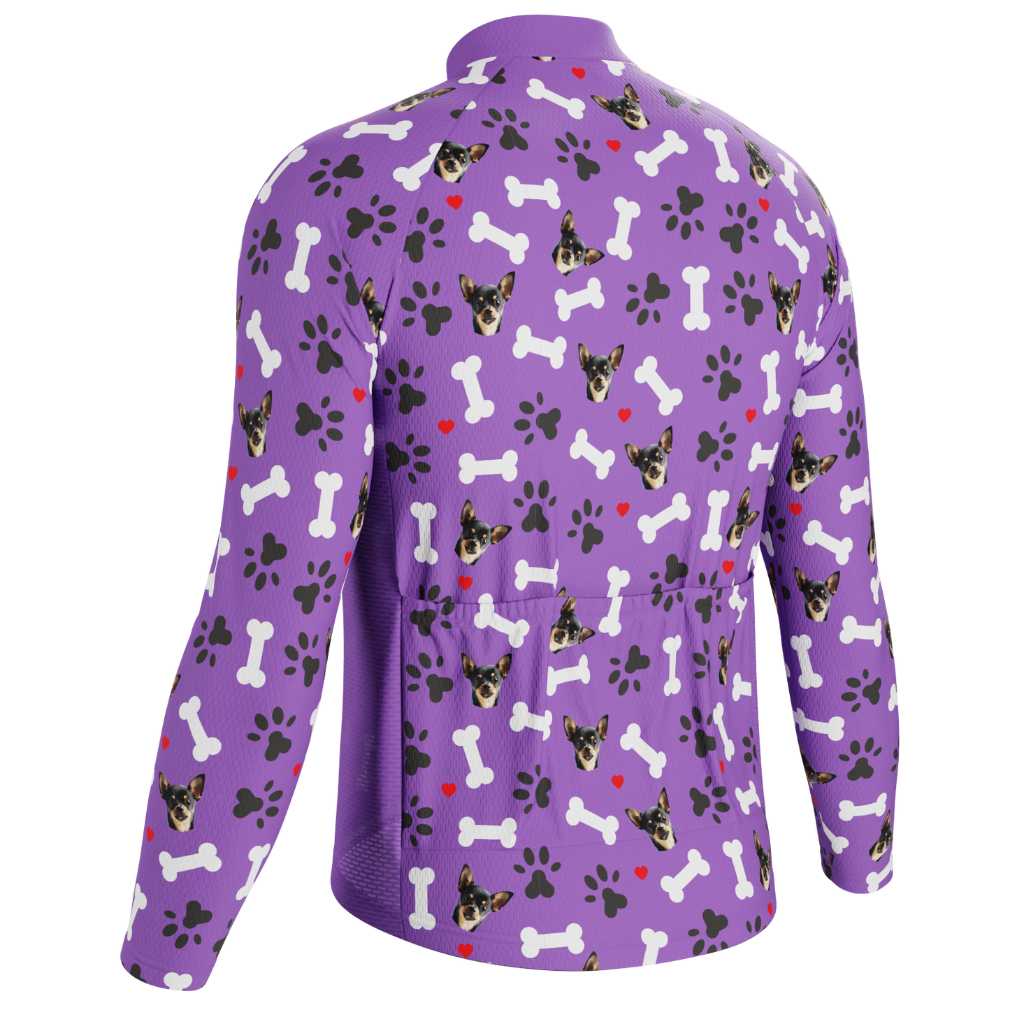 Men's Custom Pet Bones Design Personalized Long-Sleeve Cycling Jersey