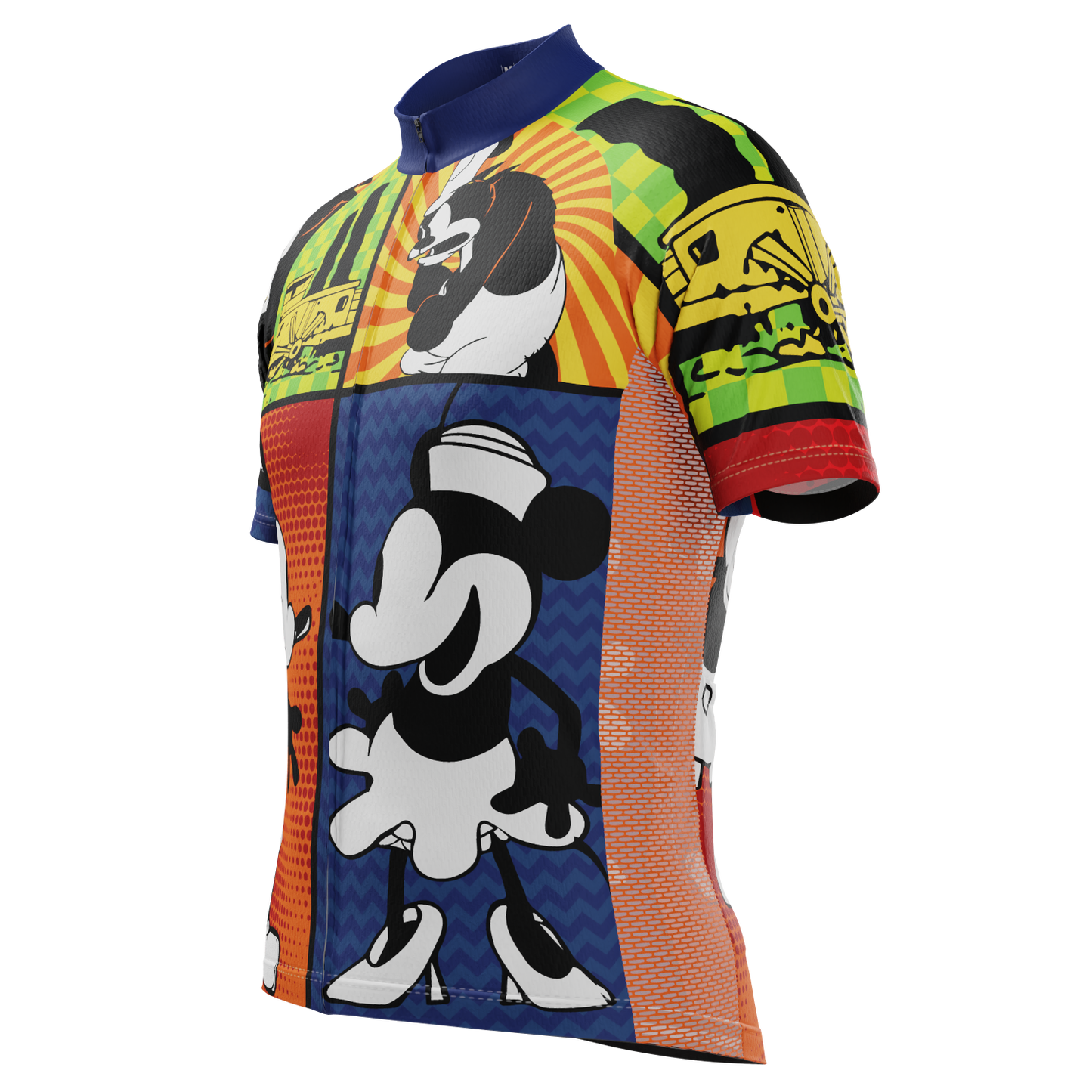 Men's Steamboat Willie Comic Vignettes Short Sleeve Cycling Jersey