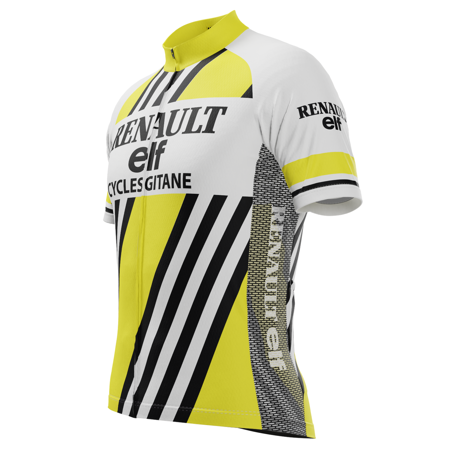 Men's Retro Auto Yellow Short Sleeve Cycling Jersey