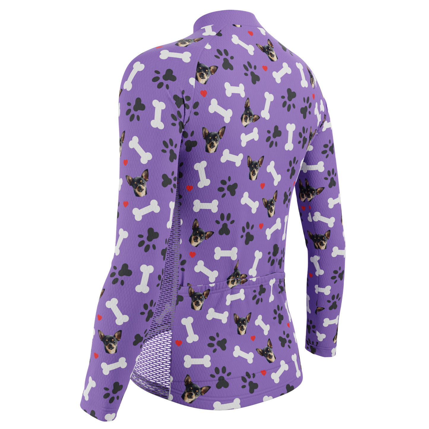 Women's Custom Pet Bones Design Personalized Long Sleeve Cycling Jersey