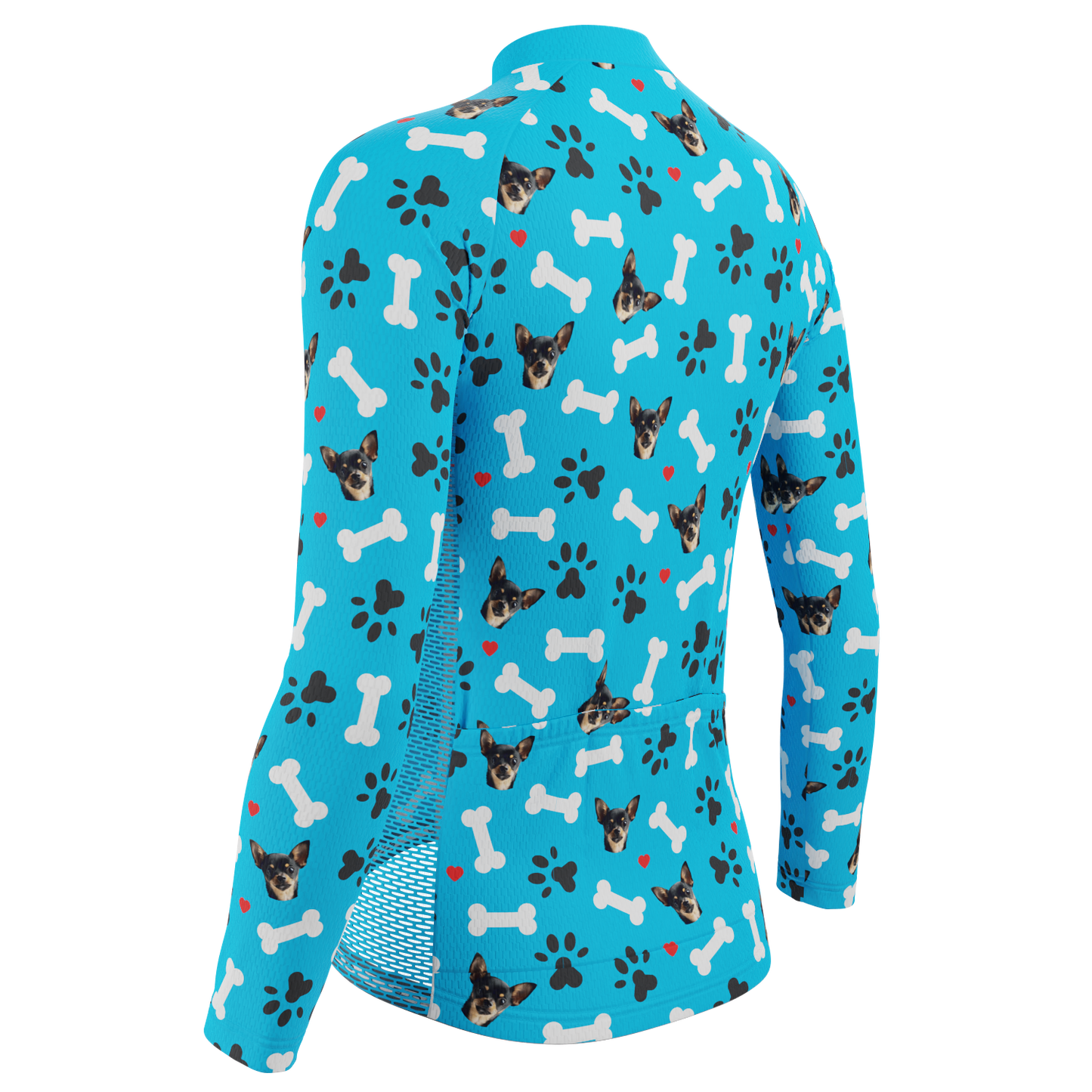 Women's Custom Pet Bones Design Personalized Long Sleeve Cycling Jersey
