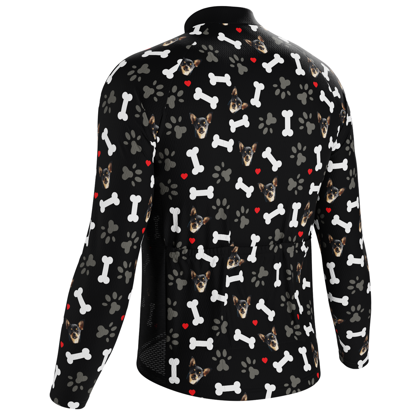 Men's Custom Pet Bones Design Personalized Long-Sleeve Cycling Jersey