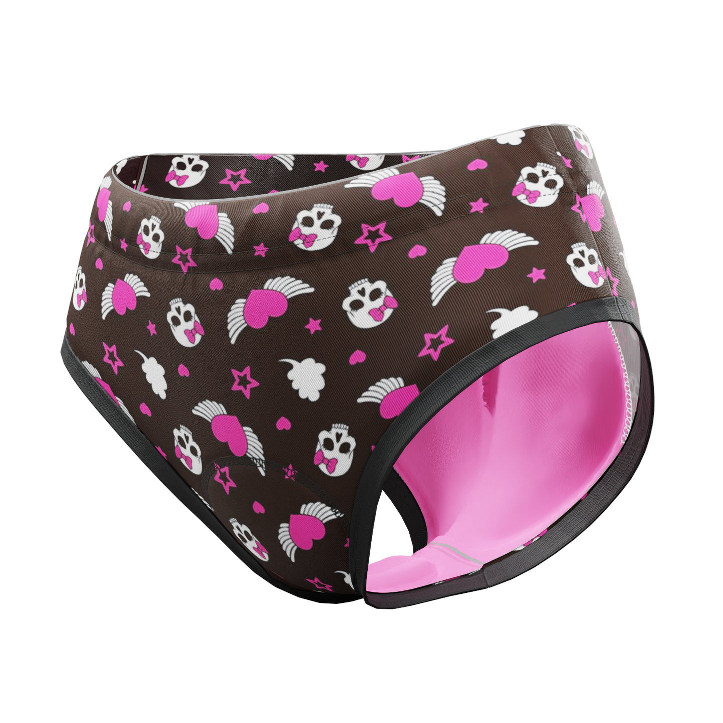 Women's Hearts and Skulls Gel Padded Cycling Underwear-Briefs