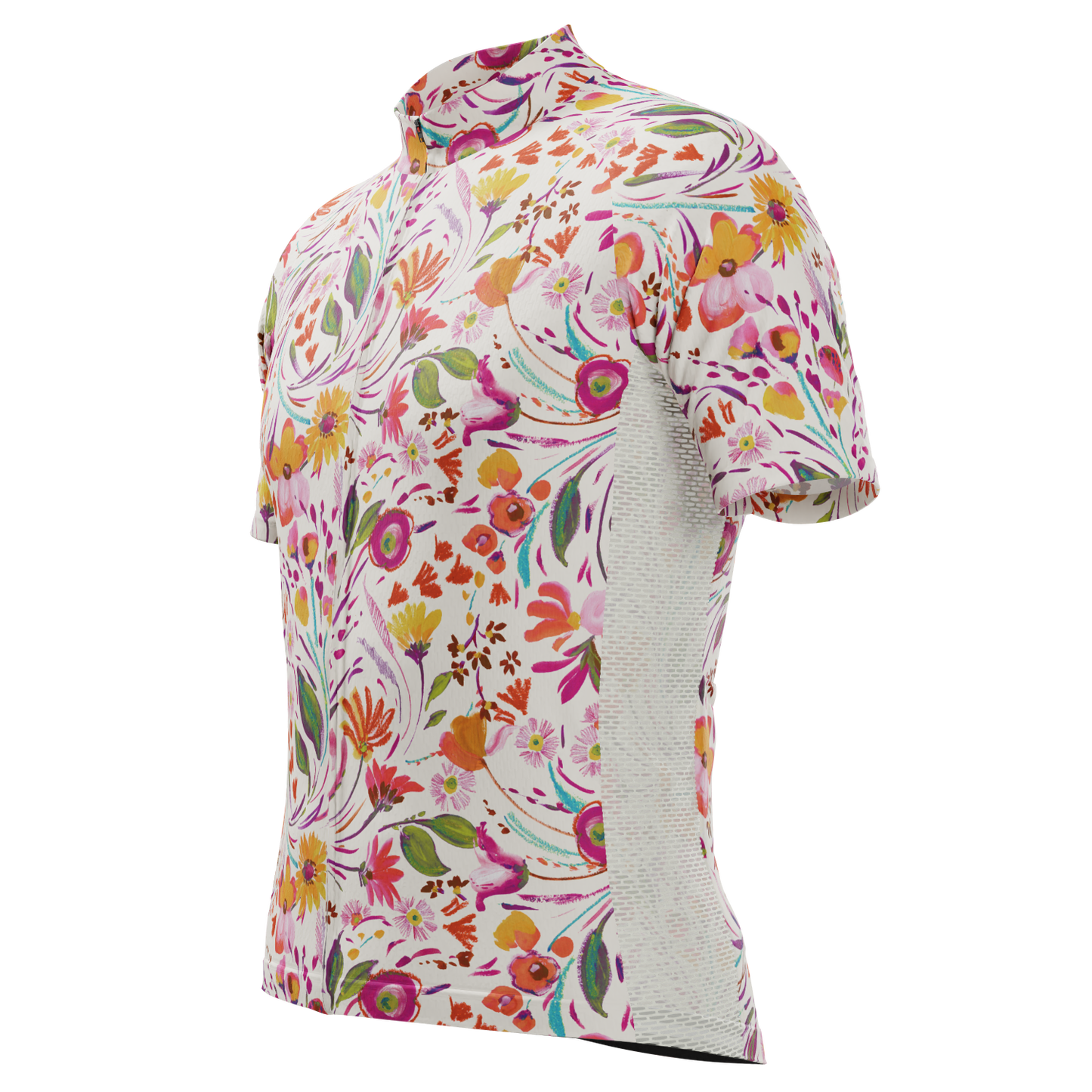 Men's Painterly Blooms Short Sleeve Cycling Jersey