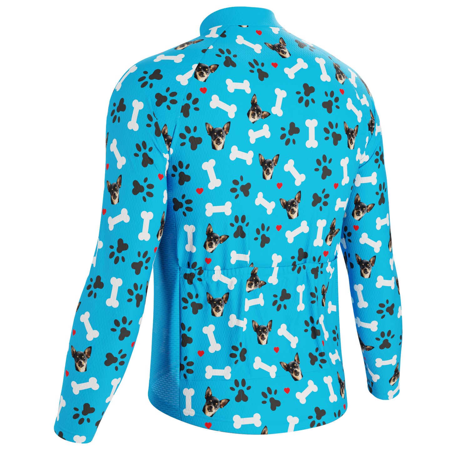 Men's Custom Pet Bones Design Personalized Long-Sleeve Cycling Jersey