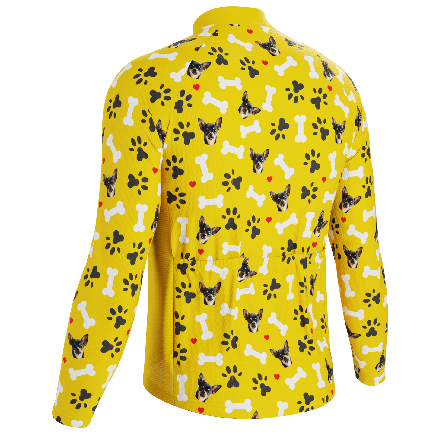 Men's Custom Pet Bones Design Personalized Long-Sleeve Cycling Jersey
