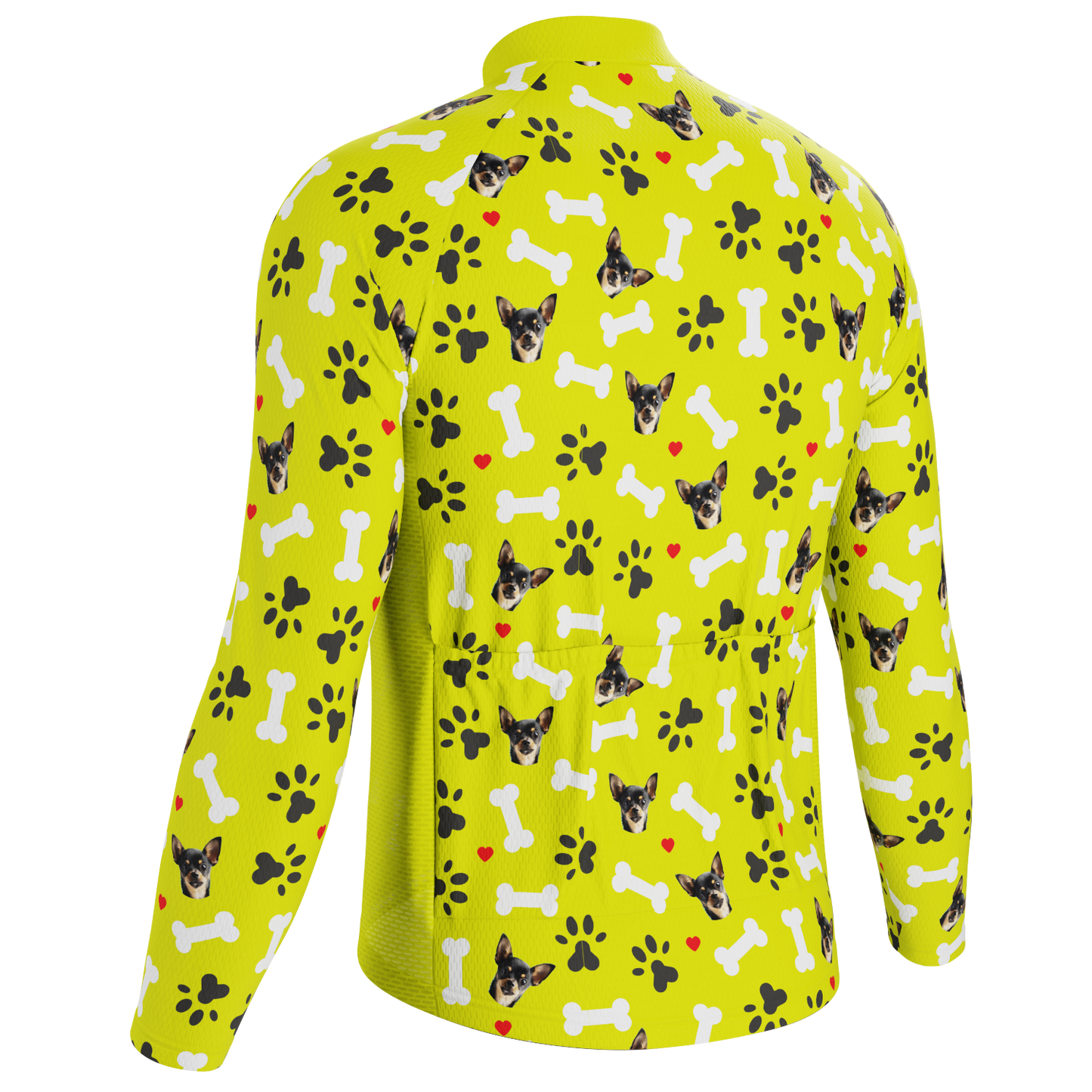 Men's Custom Pet Bones Design Personalized Long-Sleeve Cycling Jersey