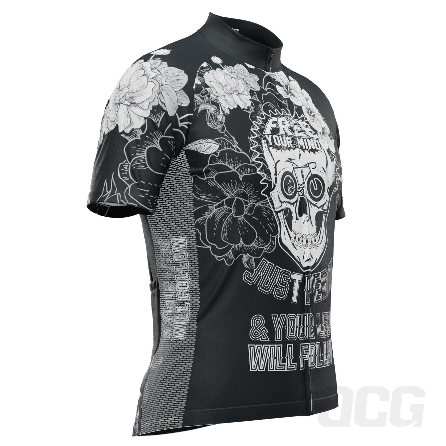 Men's Free Your Mind Skull Short Sleeve Cycling Jersey