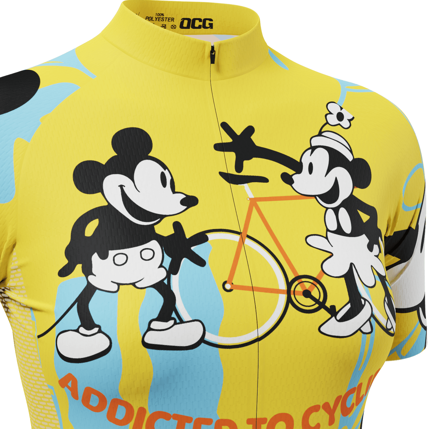 Women's Steamboat Willie-Addicted to Cycling Short Sleeve Cycling Jersey