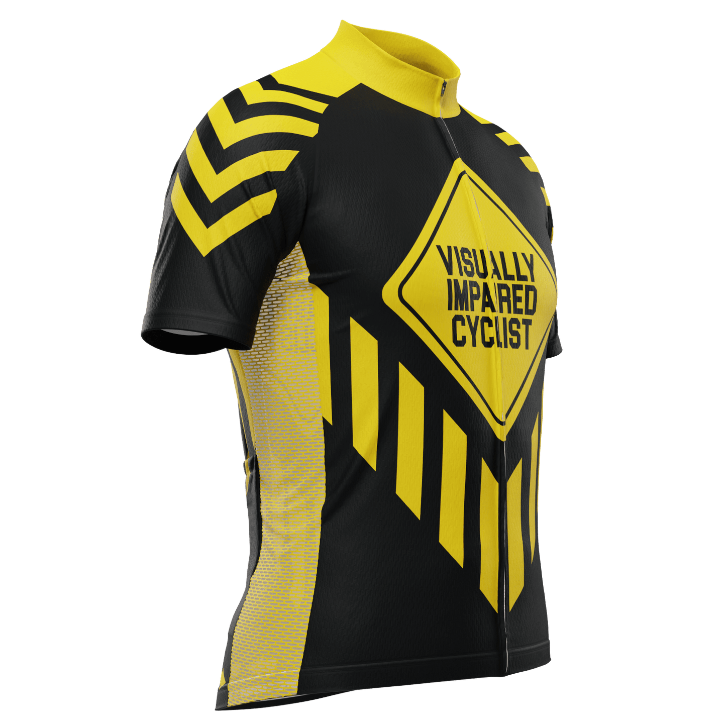 Men's Caution Visually Impaired Cyclist Short Sleeve Cycling Jersey