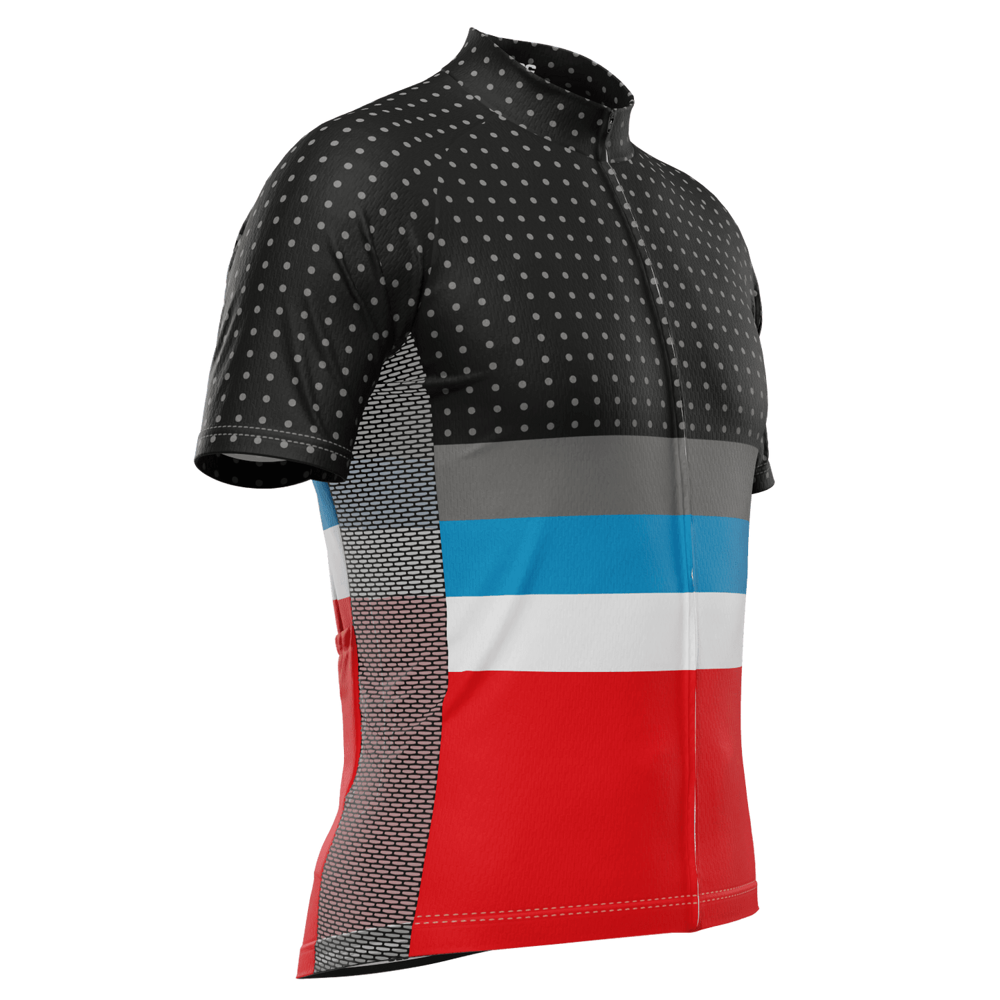 Men's Tri-Stripe Polka Dot Short Sleeve Cycling Jersey